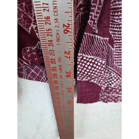 Cooke Street Men's Hawaiian Cotton Short Sleeve Button Up Shirt Burgundy Large - Picture 4 of 6
